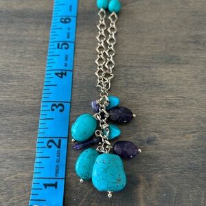 Necklace : Turquoise and genuine amethyst gold plated necklace